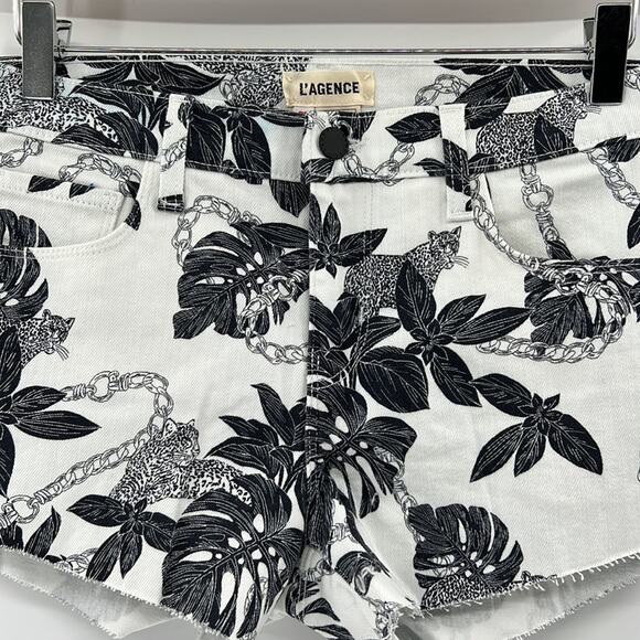 L'AGENCE Audrey Cut off Shorts - Savannah Black/White - 25 - New without tags - Picture 2 of 5